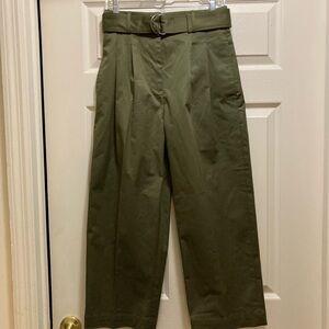 NWOT Banana Republic Cruz Pleated Wide-Leg Chino in Spiced Green Olive - Size 4P